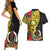 Vanuatu Torba Day Couples Matching Short Sleeve Bodycon Dress and Hawaiian Shirt Coat Of Arms Mix Tropical Flowers - Wonder Print Shop