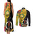 Vanuatu Torba Day Couples Matching Tank Maxi Dress and Long Sleeve Button Shirts Coat Of Arms Mix Tropical Flowers - Wonder Print Shop