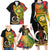 Vanuatu Torba Day Family Matching Long Sleeve Bodycon Dress and Hawaiian Shirt Coat Of Arms Mix Tropical Flowers - Wonder Print Shop