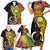 Vanuatu Torba Day Family Matching Short Sleeve Bodycon Dress and Hawaiian Shirt Coat Of Arms Mix Tropical Flowers - Wonder Print Shop