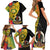 Vanuatu Torba Day Family Matching Short Sleeve Bodycon Dress and Hawaiian Shirt Coat Of Arms Mix Tropical Flowers - Wonder Print Shop