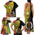 Vanuatu Torba Day Family Matching Tank Maxi Dress and Hawaiian Shirt Coat Of Arms Mix Tropical Flowers - Wonder Print Shop