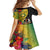 Vanuatu Torba Day Kid Short Sleeve Dress Coat Of Arms Mix Tropical Flowers - Wonder Print Shop