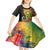 Vanuatu Torba Day Kid Short Sleeve Dress Coat Of Arms Mix Tropical Flowers - Wonder Print Shop