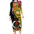 Vanuatu Torba Day Long Sleeve Bodycon Dress Coat Of Arms Mix Tropical Flowers - Wonder Print Shop