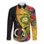 Vanuatu Torba Day Long Sleeve Button Shirt Coat Of Arms Mix Tropical Flowers - Wonder Print Shop