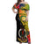 Vanuatu Torba Day Off Shoulder Maxi Dress Coat Of Arms Mix Tropical Flowers - Wonder Print Shop