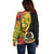 Vanuatu Torba Day Off Shoulder Sweater Coat Of Arms Mix Tropical Flowers - Wonder Print Shop