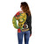 Vanuatu Torba Day Off Shoulder Sweater Coat Of Arms Mix Tropical Flowers - Wonder Print Shop