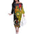 Vanuatu Torba Day Off The Shoulder Long Sleeve Dress Coat Of Arms Mix Tropical Flowers - Wonder Print Shop