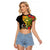 Vanuatu Torba Day Raglan Cropped T Shirt Coat Of Arms Mix Tropical Flowers - Wonder Print Shop