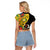 Vanuatu Torba Day Raglan Cropped T Shirt Coat Of Arms Mix Tropical Flowers - Wonder Print Shop