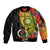 Vanuatu Torba Day Sleeve Zip Bomber Jacket Coat Of Arms Mix Tropical Flowers - Wonder Print Shop