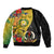 Personalised Vanuatu Torba Day Bomber Jacket Coat Of Arms Mix Tropical Flowers - Wonder Print Shop