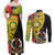 Personalised Vanuatu Torba Day Couples Matching Off Shoulder Maxi Dress and Long Sleeve Button Shirts Coat Of Arms Mix Tropical Flowers - Wonder Print Shop