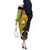 Personalised Vanuatu Torba Day Off The Shoulder Long Sleeve Dress Coat Of Arms Mix Tropical Flowers - Wonder Print Shop