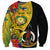 Personalised Vanuatu Torba Day Sweatshirt Coat Of Arms Mix Tropical Flowers - Wonder Print Shop