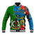 Vanuatu Malampa Day Baseball Jacket Coat Of Arms Mix Tropical Flowers - Wonder Print Shop