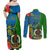 Vanuatu Malampa Day Couples Matching Off Shoulder Maxi Dress and Long Sleeve Button Shirts Coat Of Arms Mix Tropical Flowers - Wonder Print Shop