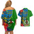 Vanuatu Malampa Day Couples Matching Off Shoulder Short Dress and Hawaiian Shirt Coat Of Arms Mix Tropical Flowers - Wonder Print Shop