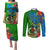 Vanuatu Malampa Day Couples Matching Puletasi Dress and Long Sleeve Button Shirts Coat Of Arms Mix Tropical Flowers - Wonder Print Shop