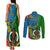 Vanuatu Malampa Day Couples Matching Tank Maxi Dress and Long Sleeve Button Shirts Coat Of Arms Mix Tropical Flowers - Wonder Print Shop