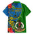 Vanuatu Malampa Day Family Matching Puletasi Dress and Hawaiian Shirt Coat Of Arms Mix Tropical Flowers - Wonder Print Shop