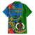 Vanuatu Malampa Day Family Matching Short Sleeve Bodycon Dress and Hawaiian Shirt Coat Of Arms Mix Tropical Flowers - Wonder Print Shop