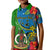 Vanuatu Malampa Day Kid Polo Shirt Coat Of Arms Mix Tropical Flowers - Wonder Print Shop