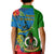 Vanuatu Malampa Day Kid Polo Shirt Coat Of Arms Mix Tropical Flowers - Wonder Print Shop