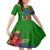 Vanuatu Malampa Day Kid Short Sleeve Dress Coat Of Arms Mix Tropical Flowers - Wonder Print Shop