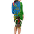 Vanuatu Malampa Day Long Sleeve Bodycon Dress Coat Of Arms Mix Tropical Flowers - Wonder Print Shop