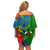 Vanuatu Malampa Day Off Shoulder Short Dress Coat Of Arms Mix Tropical Flowers - Wonder Print Shop