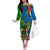 Vanuatu Malampa Day Off The Shoulder Long Sleeve Dress Coat Of Arms Mix Tropical Flowers - Wonder Print Shop