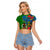 Vanuatu Malampa Day Raglan Cropped T Shirt Coat Of Arms Mix Tropical Flowers - Wonder Print Shop