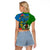 Vanuatu Malampa Day Raglan Cropped T Shirt Coat Of Arms Mix Tropical Flowers - Wonder Print Shop