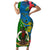 Vanuatu Malampa Day Short Sleeve Bodycon Dress Coat Of Arms Mix Tropical Flowers - Wonder Print Shop