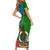 Vanuatu Malampa Day Short Sleeve Bodycon Dress Coat Of Arms Mix Tropical Flowers - Wonder Print Shop