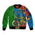 Vanuatu Malampa Day Sleeve Zip Bomber Jacket Coat Of Arms Mix Tropical Flowers - Wonder Print Shop