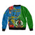 Vanuatu Malampa Day Sleeve Zip Bomber Jacket Coat Of Arms Mix Tropical Flowers - Wonder Print Shop