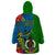 Vanuatu Malampa Day Wearable Blanket Hoodie Coat Of Arms Mix Tropical Flowers - Wonder Print Shop