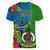 Vanuatu Malampa Day Women V Neck T Shirt Coat Of Arms Mix Tropical Flowers - Wonder Print Shop