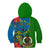 Personalised Vanuatu Malampa Day Kid Hoodie Coat Of Arms Mix Tropical Flowers - Wonder Print Shop