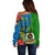 Personalised Vanuatu Malampa Day Off Shoulder Sweater Coat Of Arms Mix Tropical Flowers - Wonder Print Shop