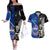 New Zealand And Samoa Rugby Couples Matching Off The Shoulder Long Sleeve Dress and Hawaiian Shirt All Black Tiki Fern Mix Manu Samoa 2023 World Cup - Wonder Print Shop