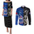 New Zealand And Samoa Rugby Couples Matching Puletasi Dress and Long Sleeve Button Shirts All Black Tiki Fern Mix Manu Samoa 2023 World Cup - Wonder Print Shop