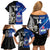 Custom New Zealand And Samoa Rugby Family Matching Off Shoulder Short Dress and Hawaiian Shirt All Black Tiki Fern Mix Manu Samoa 2023 World Cup - Wonder Print Shop