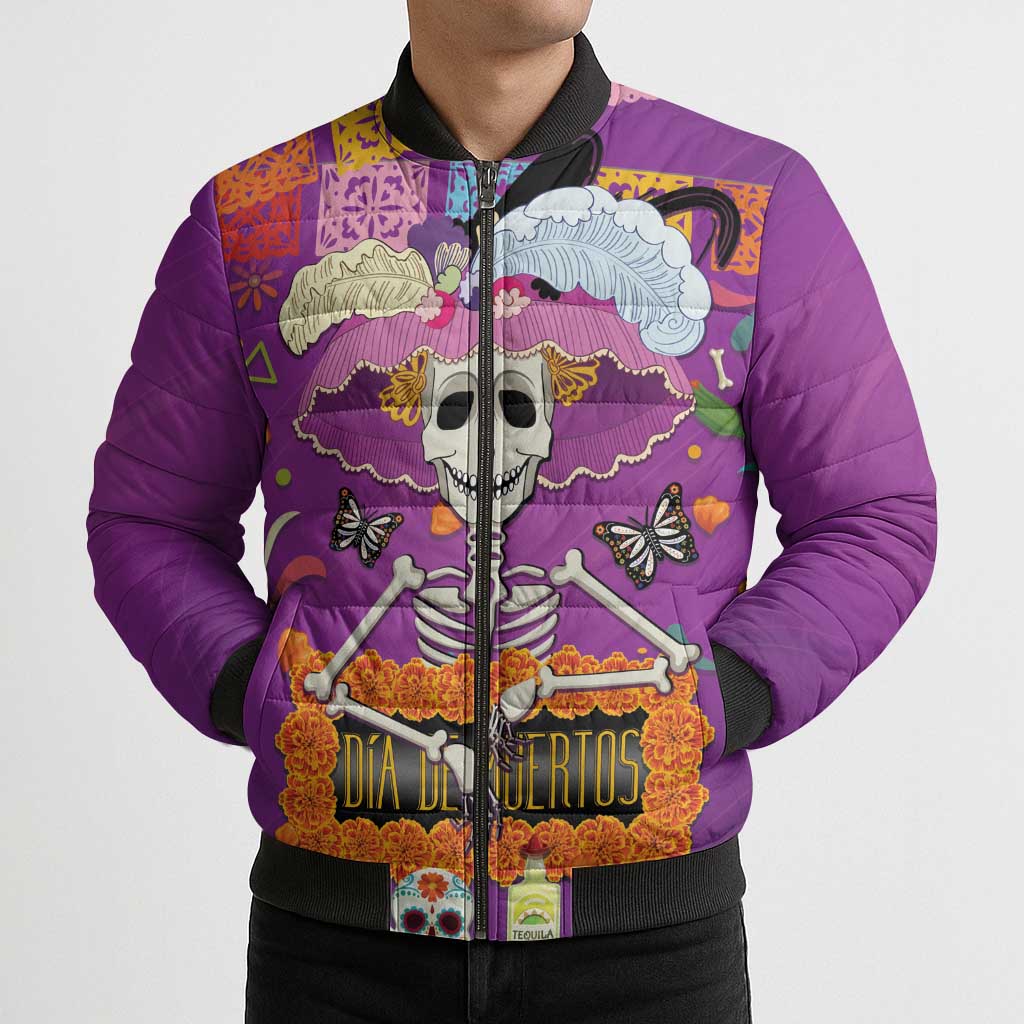 Dia De Muertos Mexico Bomber Puffer Jacket La Calavera Catrina - Wonder Print Shop