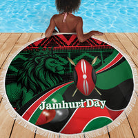 Kenya Jamhuri Day Beach Blanket Maasai Shield Spears Harambee
