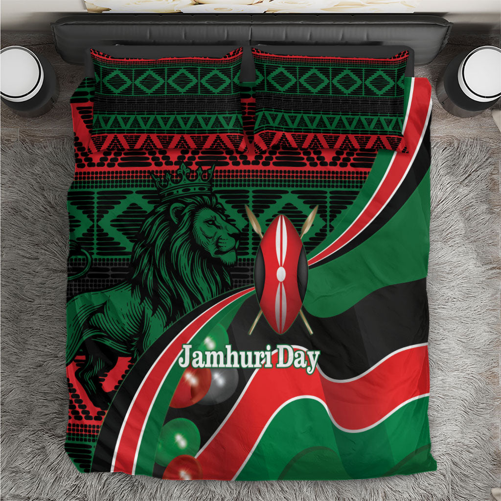 Kenya Jamhuri Day Bedding Set Maasai Shield Spears Harambee